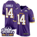 Men's Minnesota Vikings King Of The North Patch Throwback Game Jersey - All Stitched - Purple, Sam Darnold