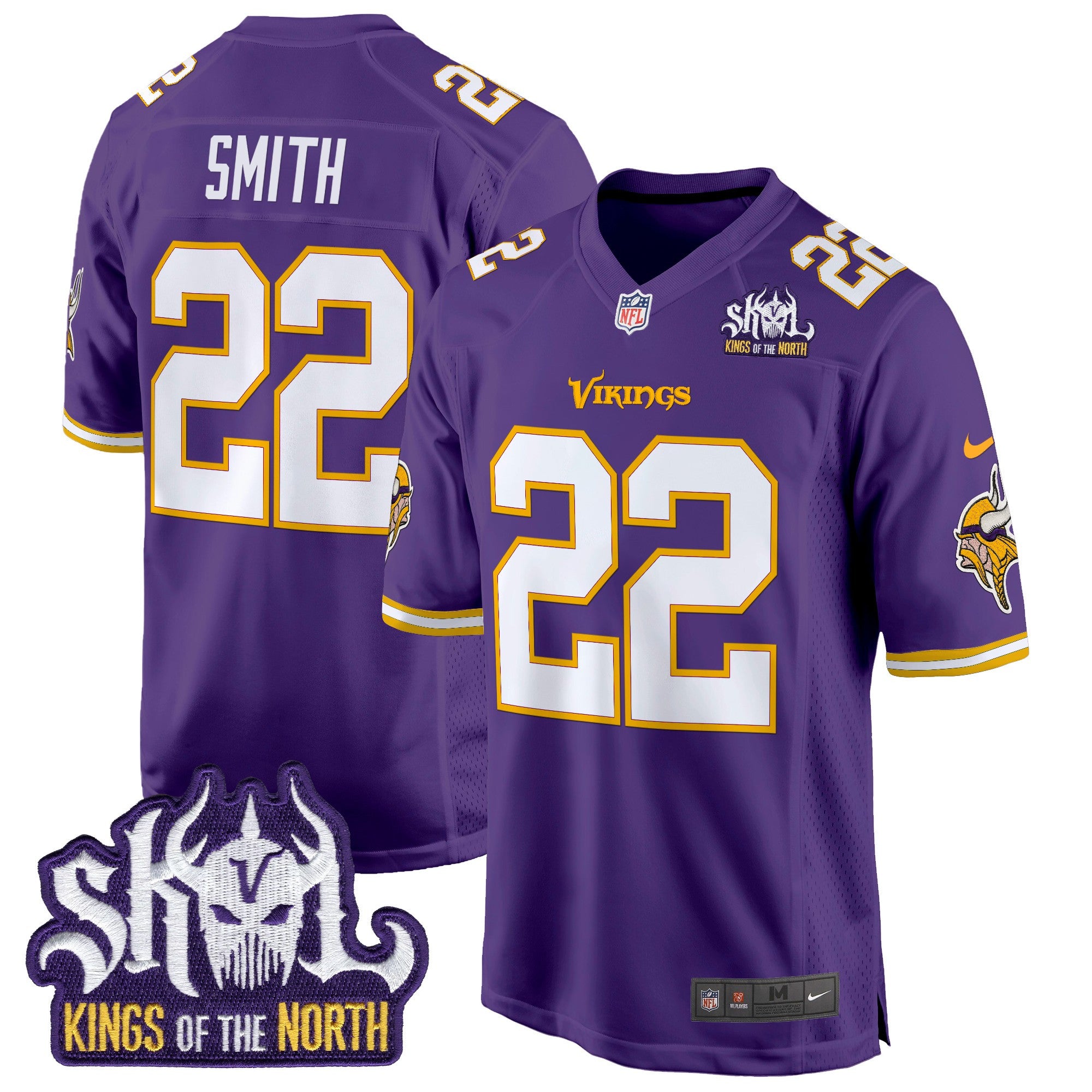 Men's Minnesota Vikings King Of The North Patch Throwback Game Jersey - All Stitched - Purple, Harrison Smith