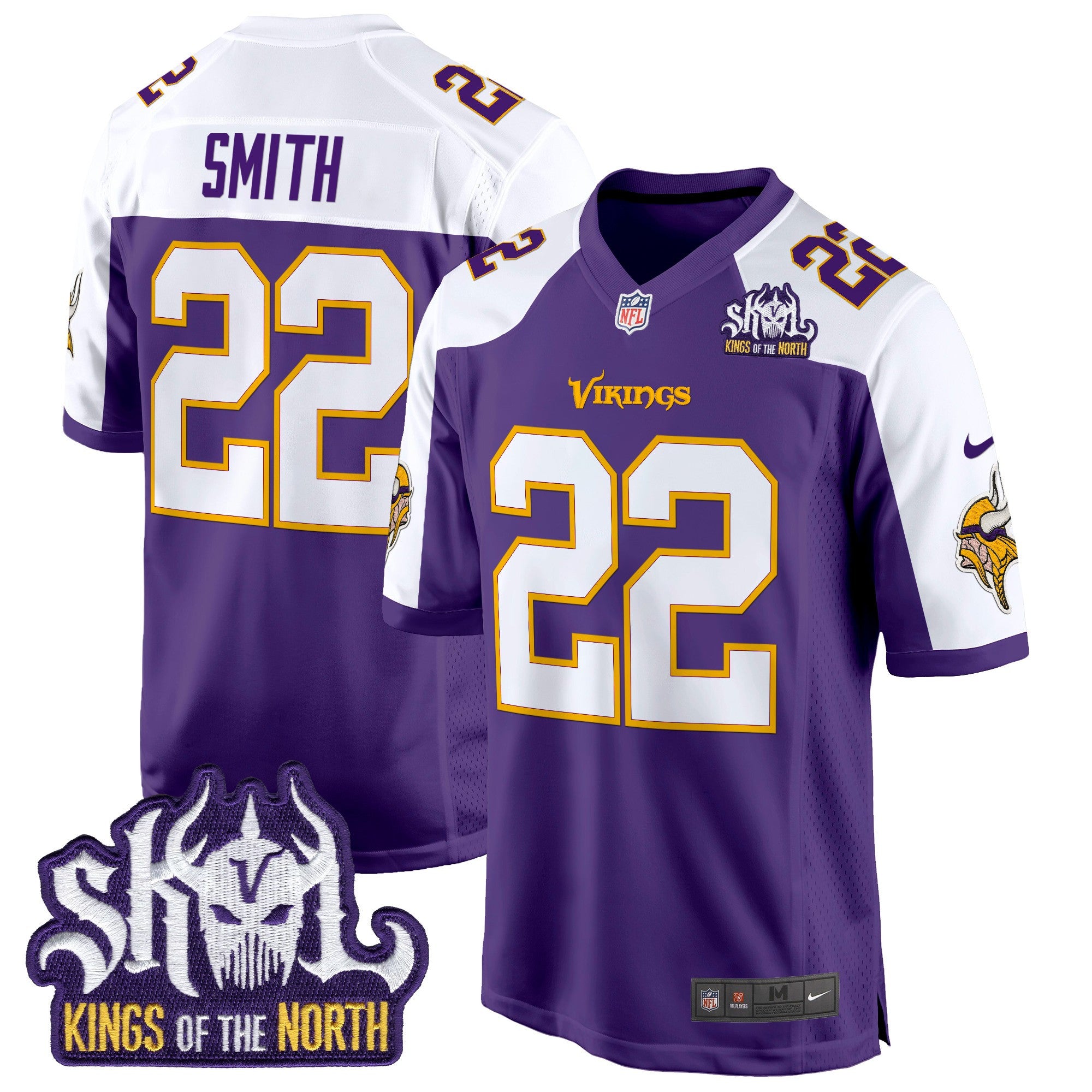 Men's Minnesota Vikings King Of The North Patch Throwback Game Jersey - All Stitched - Purple Alternate, Harrison Smith