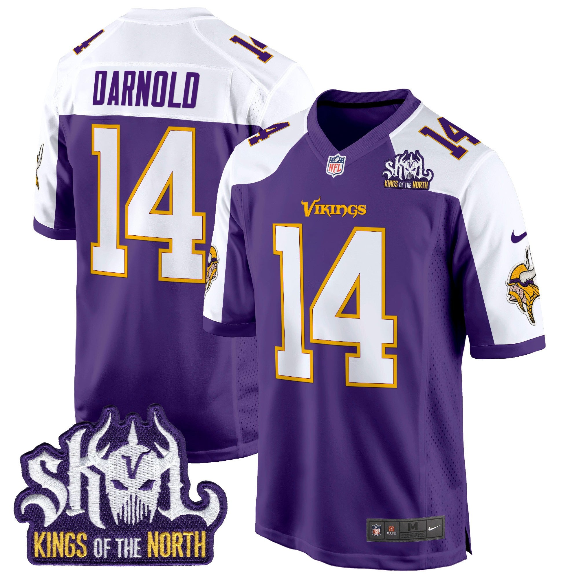 Men's Minnesota Vikings King Of The North Patch Throwback Game Jersey - All Stitched - Purple Alternate, Sam Darnold