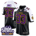 Men's Minnesota Vikings King Of The North Patch Throwback Game Jersey - All Stitched - Black Alternate, Aaron Jones