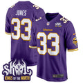 Men's Minnesota Vikings King Of The North Patch Throwback Game Jersey - All Stitched - Purple, Aaron Jones