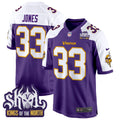 Men's Minnesota Vikings King Of The North Patch Throwback Game Jersey - All Stitched - Purple Alternate, Aaron Jones