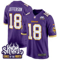 Men's Minnesota Vikings King Of The North Patch Throwback Game Jersey - All Stitched - Purple, Justin Jefferson