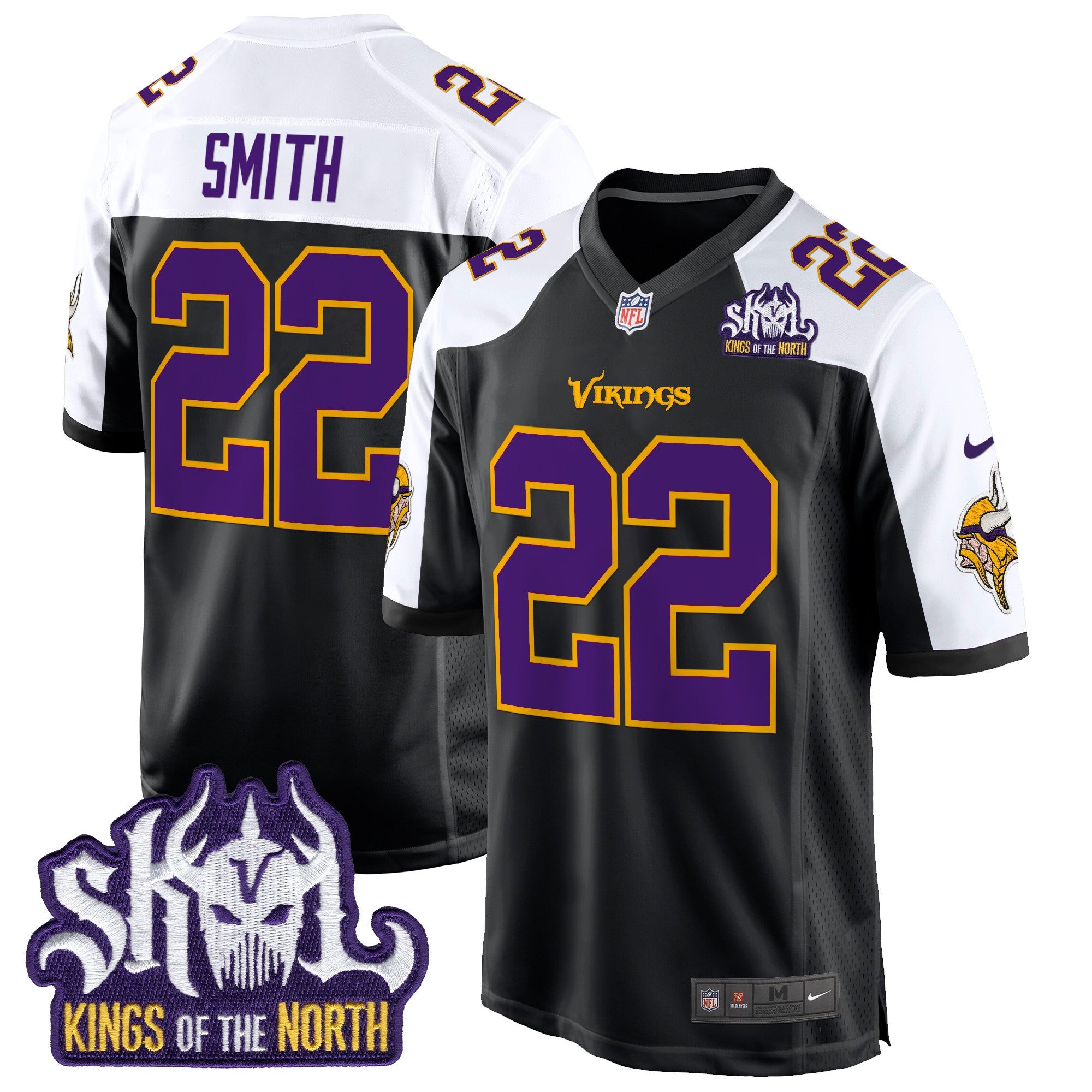 Men's Minnesota Vikings King Of The North Patch Throwback Game Jersey - All Stitched - Black Alternate, Harrison Smith