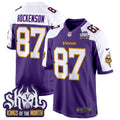 Men's Minnesota Vikings King Of The North Patch Throwback Game Jersey - All Stitched - Purple Alternate, T.J. Hockenson
