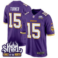Men's Minnesota Vikings King Of The North Patch Throwback Game Jersey - All Stitched - Purple, Dallas Turner