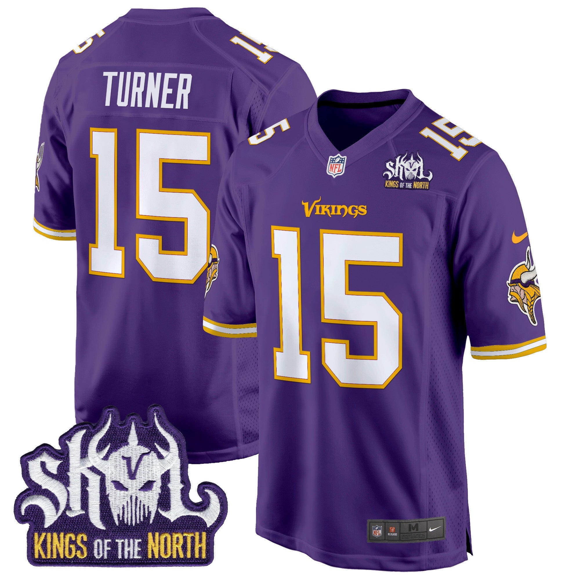 Men's Minnesota Vikings King Of The North Patch Throwback Game Jersey - All Stitched - Purple, Dallas Turner