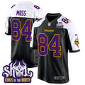 Men's Minnesota Vikings King Of The North Patch Throwback Game Jersey - All Stitched - Black Alternate, Randy Moss