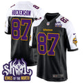 Men's Minnesota Vikings King Of The North Patch Throwback Game Jersey - All Stitched - Black Alternate, T.J. Hockenson