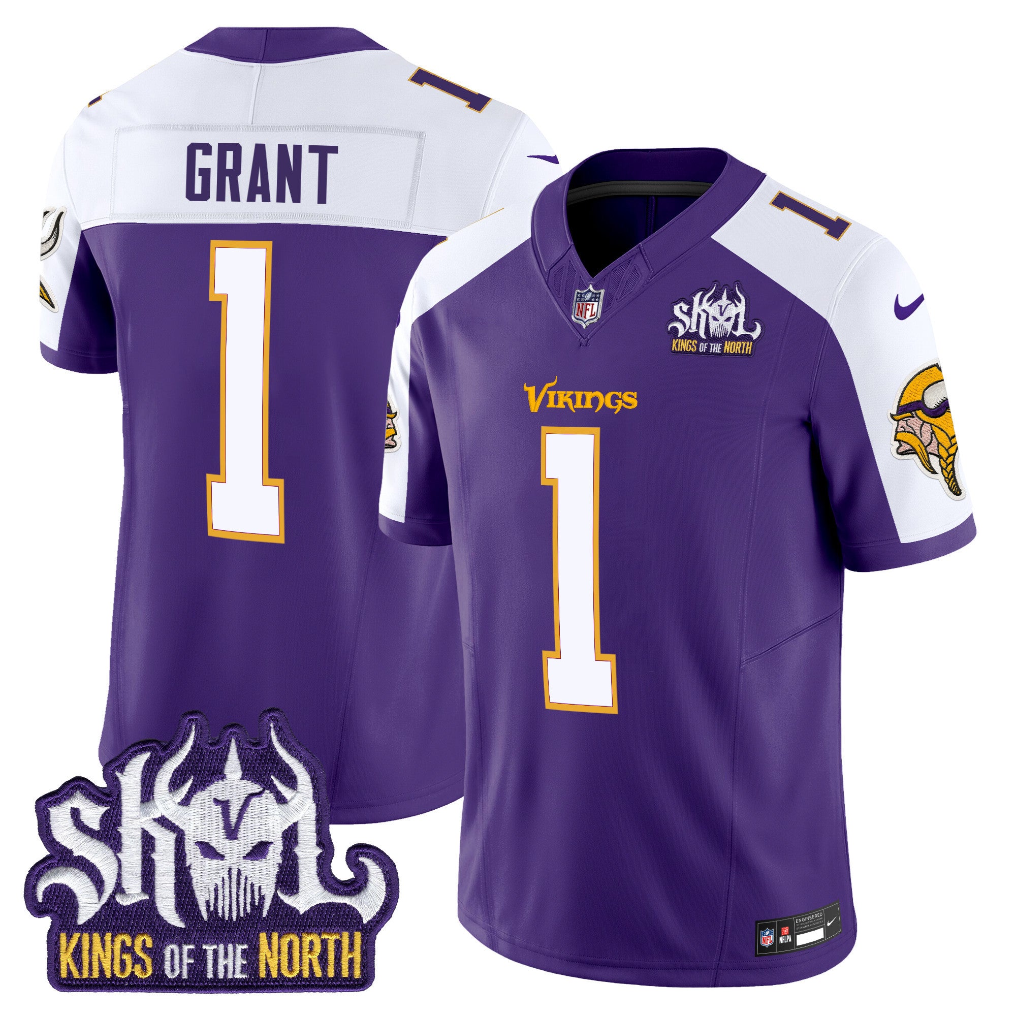 Men's Minnesota Vikings King Of The North Patch Throwback Vapor Limited Jersey - All Stitched - Purple Alternate, Bud Grant
