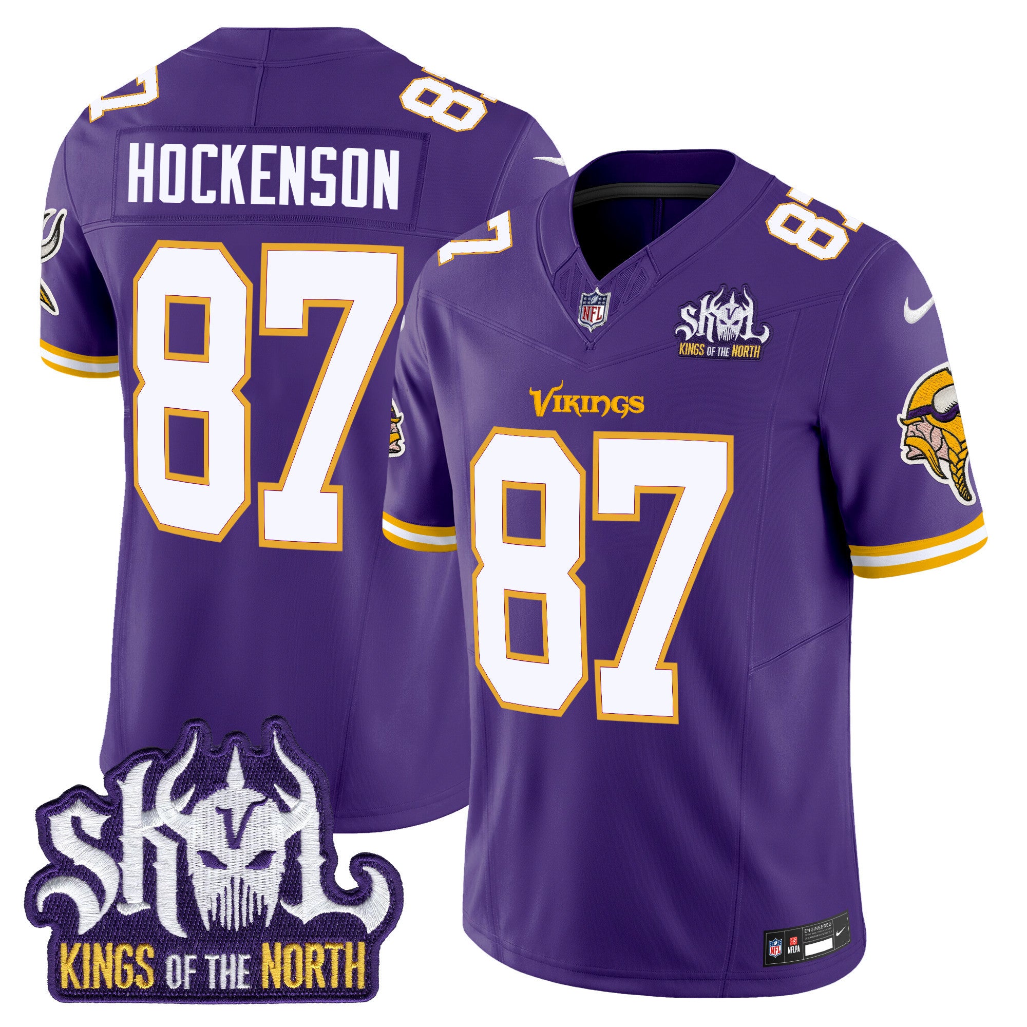 Men's Minnesota Vikings King Of The North Patch Throwback Vapor Limited Jersey - All Stitched - Purple, T.J. Hockenson