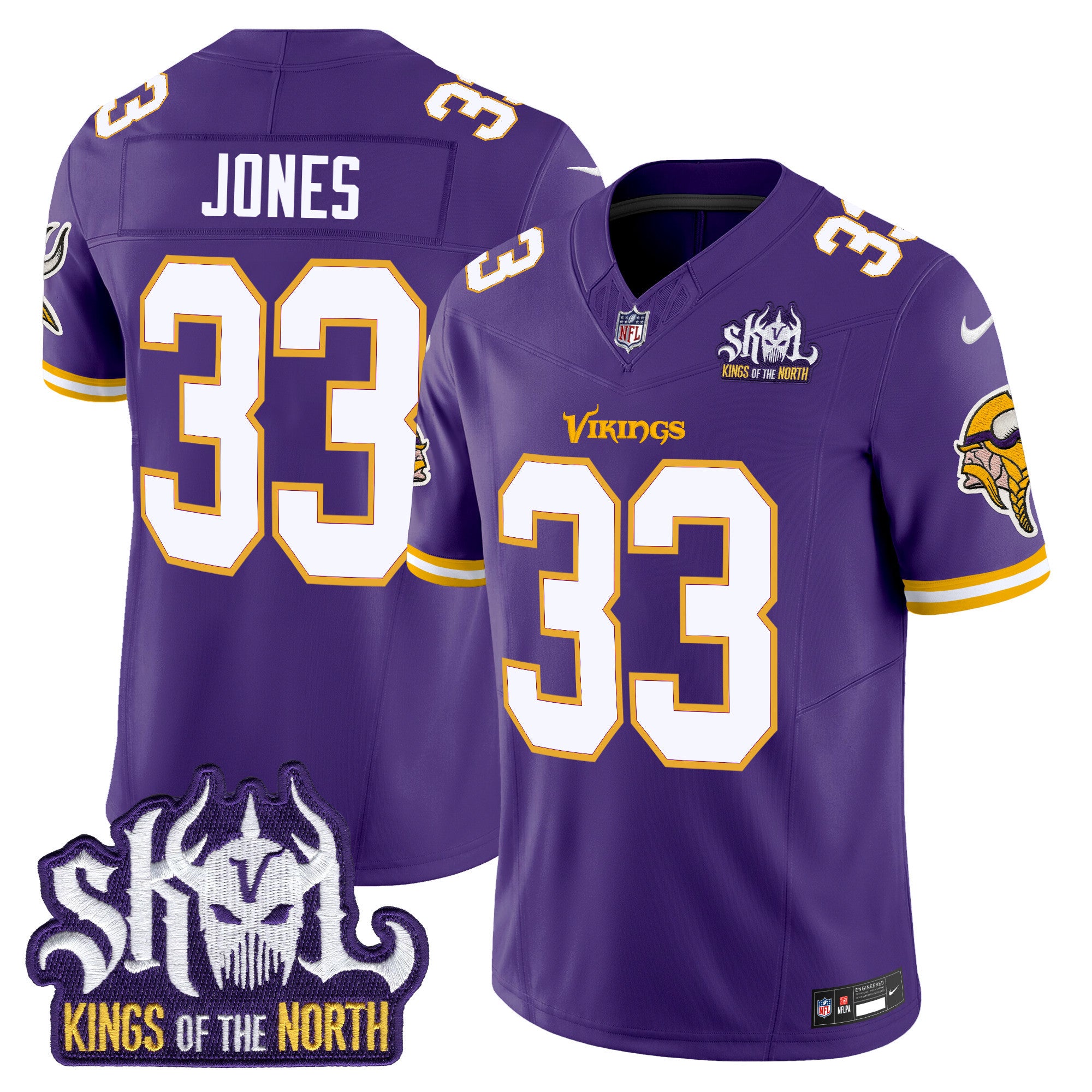 Men's Minnesota Vikings King Of The North Patch Throwback Vapor Limited Jersey - All Stitched - Purple, Aaron Jones