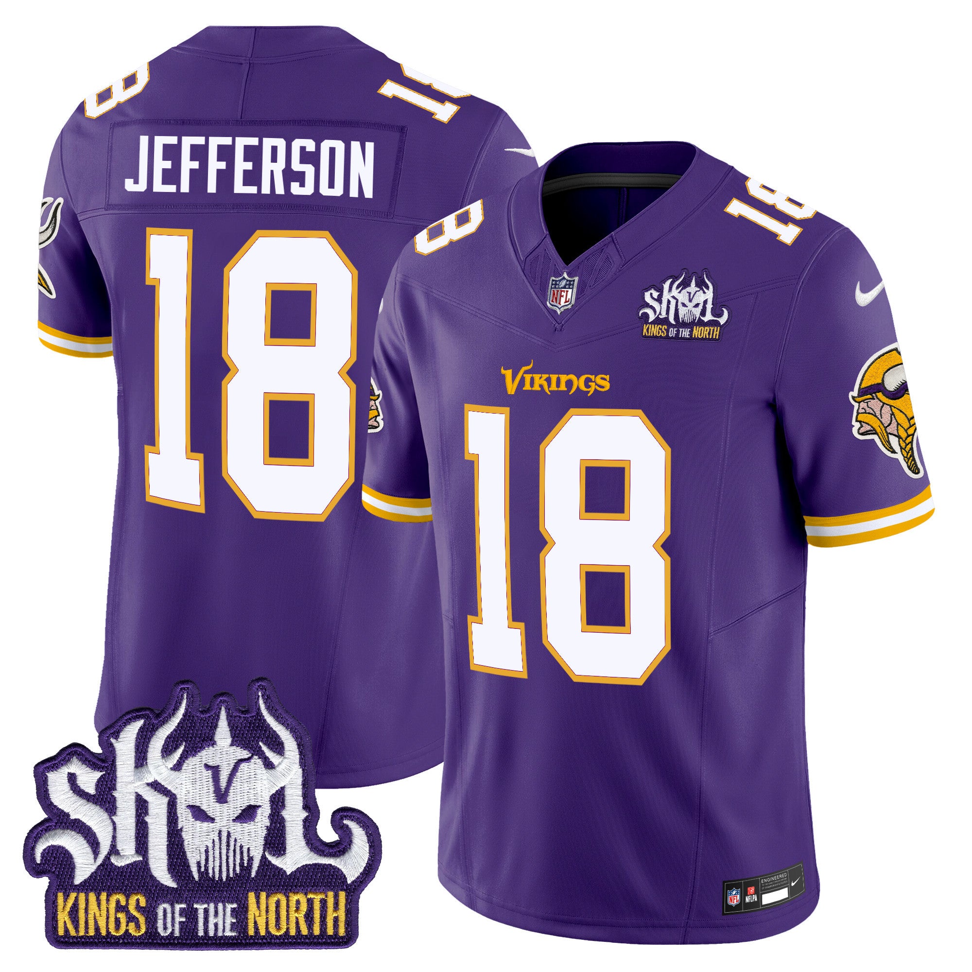 Men's Minnesota Vikings King Of The North Patch Throwback Vapor Limited Jersey - All Stitched - Purple, Justin Jefferson