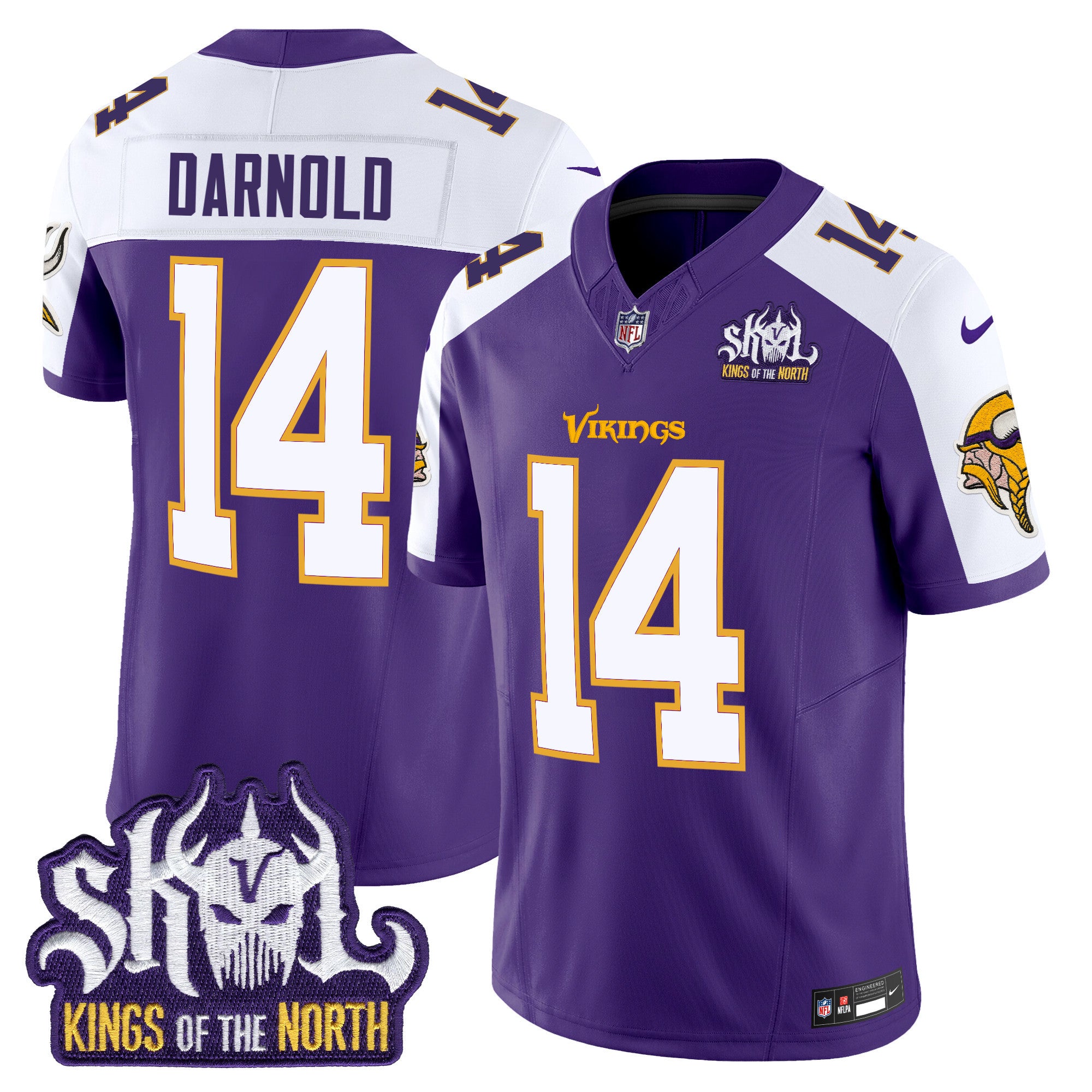 Men's Minnesota Vikings King Of The North Patch Throwback Vapor Limited Jersey - All Stitched