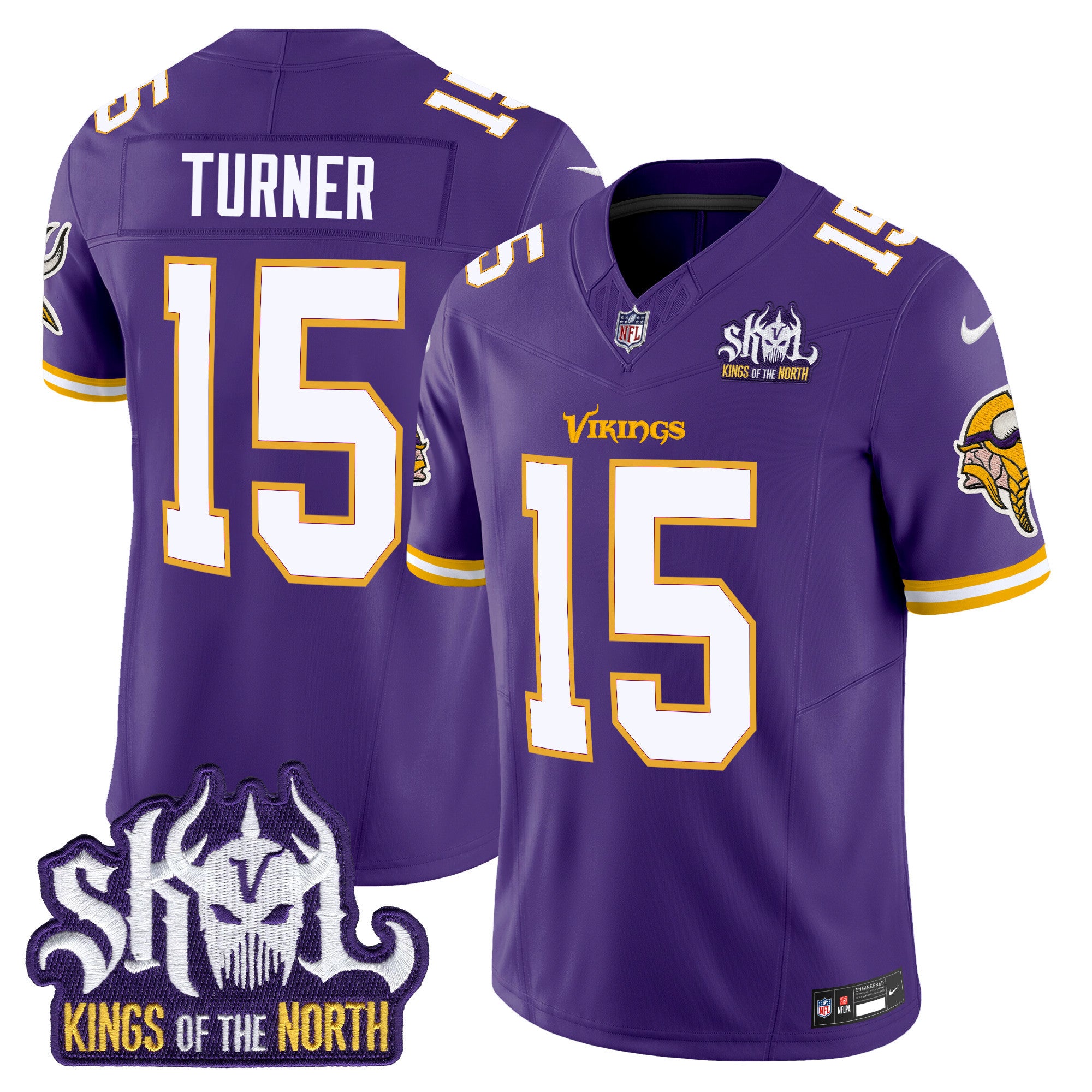 Men's Minnesota Vikings King Of The North Patch Throwback Vapor Limited Jersey - All Stitched - Purple, Dallas Turner