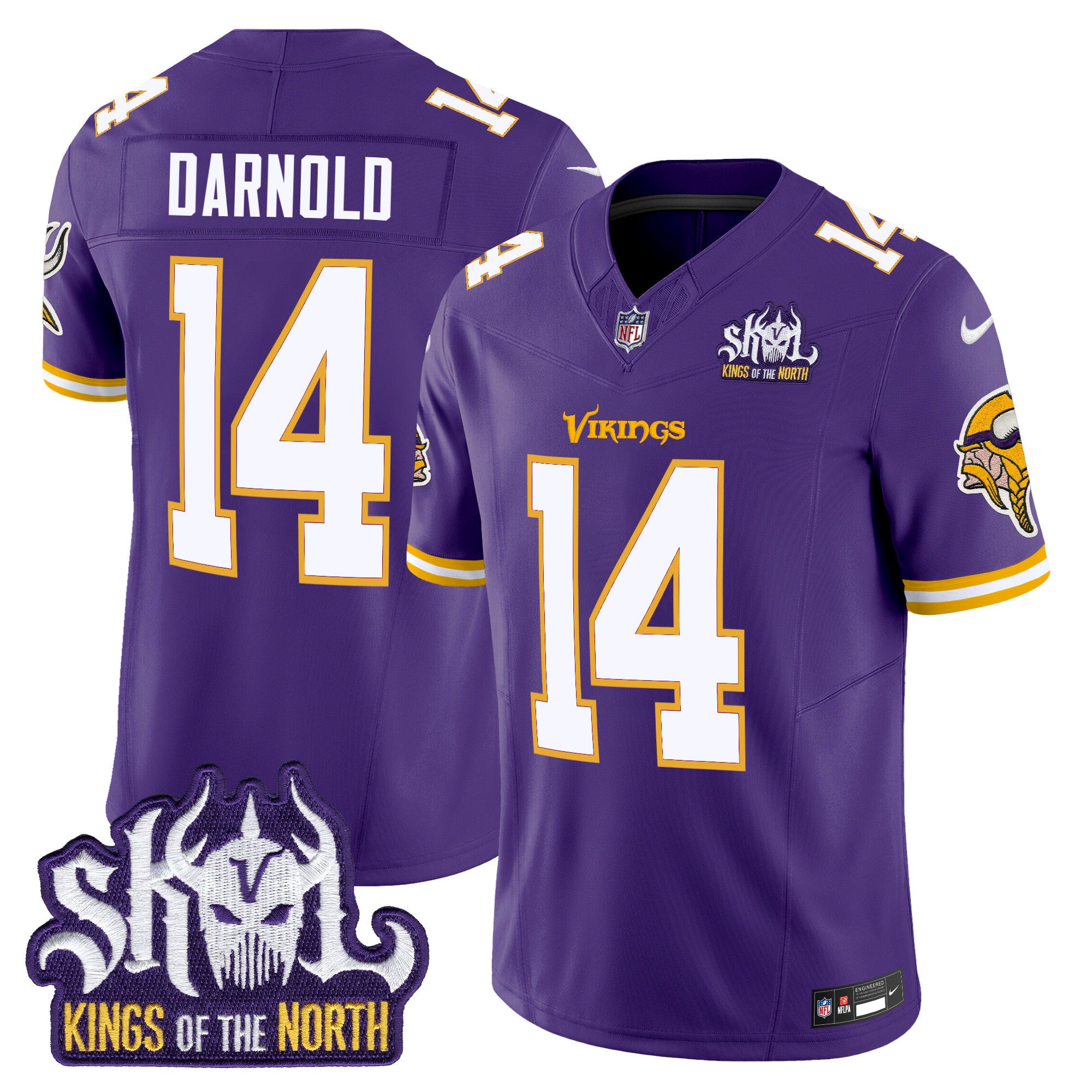 Men's Minnesota Vikings King Of The North Patch Throwback Vapor Limited Jersey - All Stitched - Purple, Sam Darnold