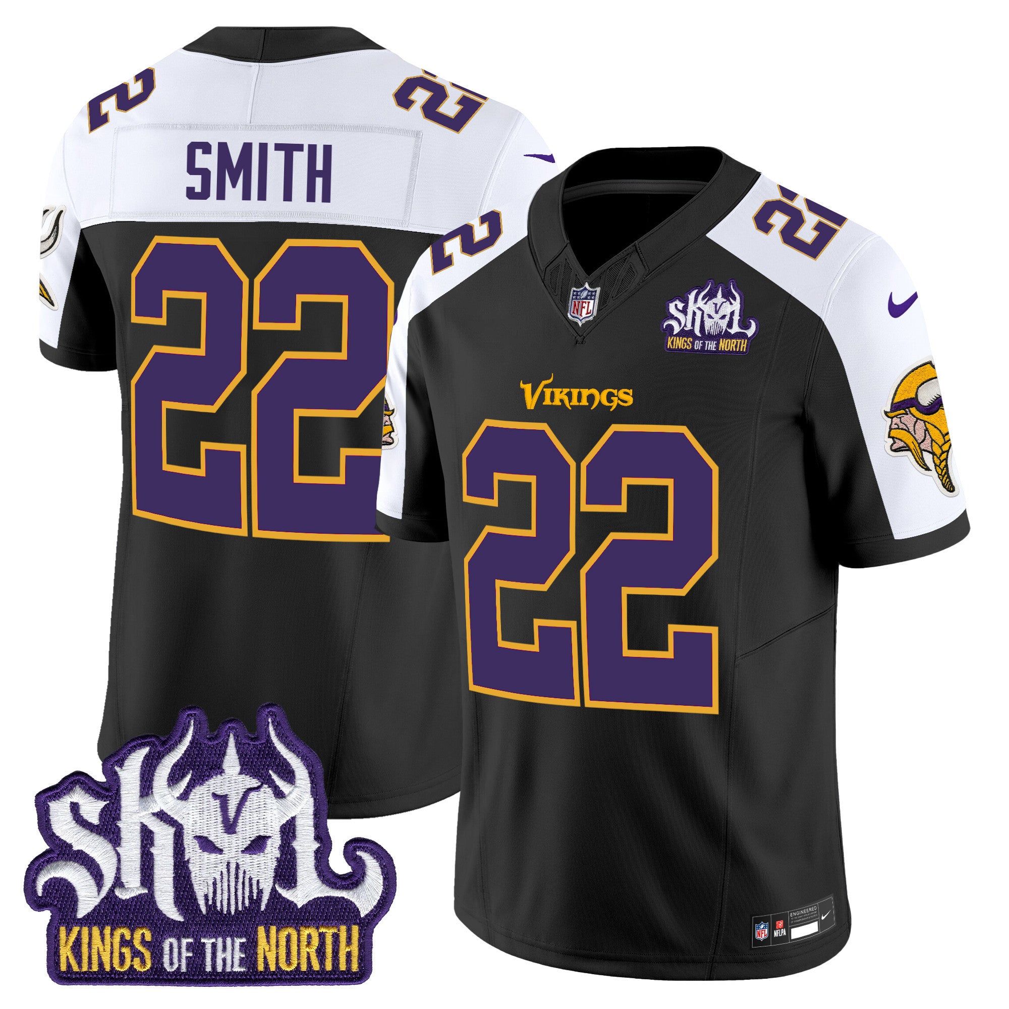 Men's Minnesota Vikings King Of The North Patch Throwback Vapor Limited Jersey - All Stitched - Black Alternate, Harrison Smith