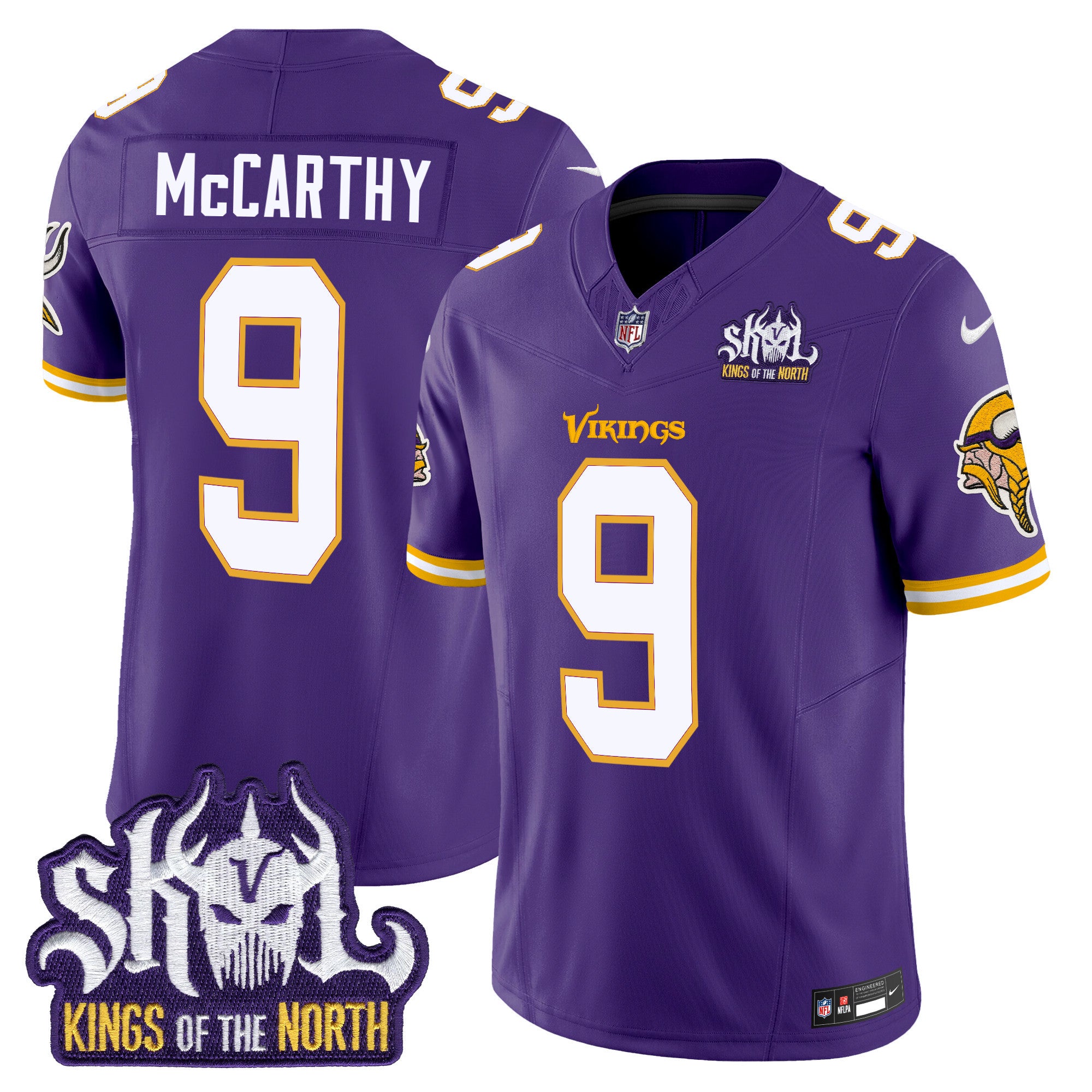 Men's Minnesota Vikings King Of The North Patch Throwback Vapor Limited Jersey - All Stitched - Purple, J.J. McCarthy