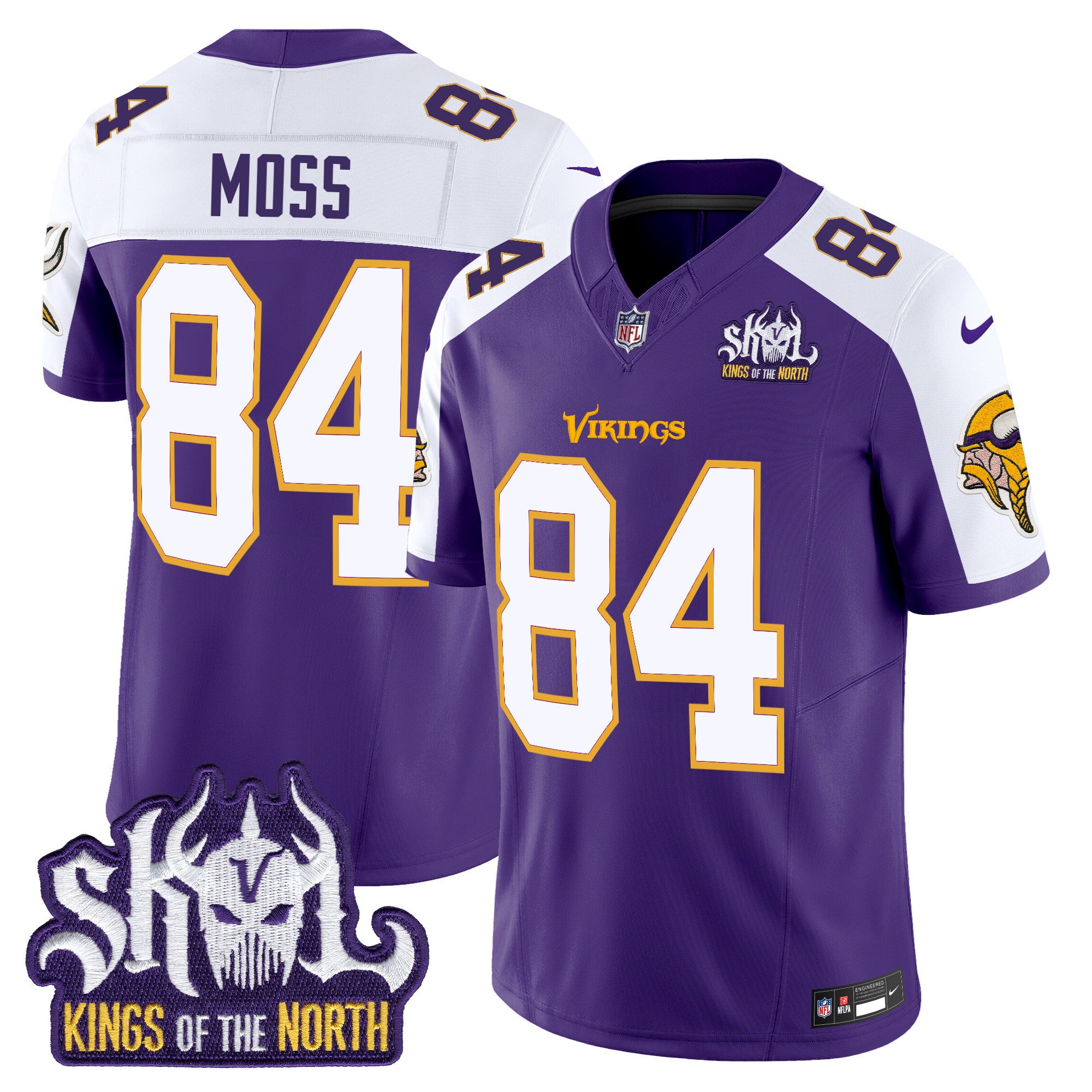 Men's Minnesota Vikings King Of The North Patch Throwback Vapor Limited Jersey - All Stitched - Purple Alternate, Randy Moss