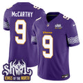 Men's Minnesota Vikings King Of The North Patch Throwback Vapor Limited Jersey V2 - All Stitched - Purple, J.J. McCarthy