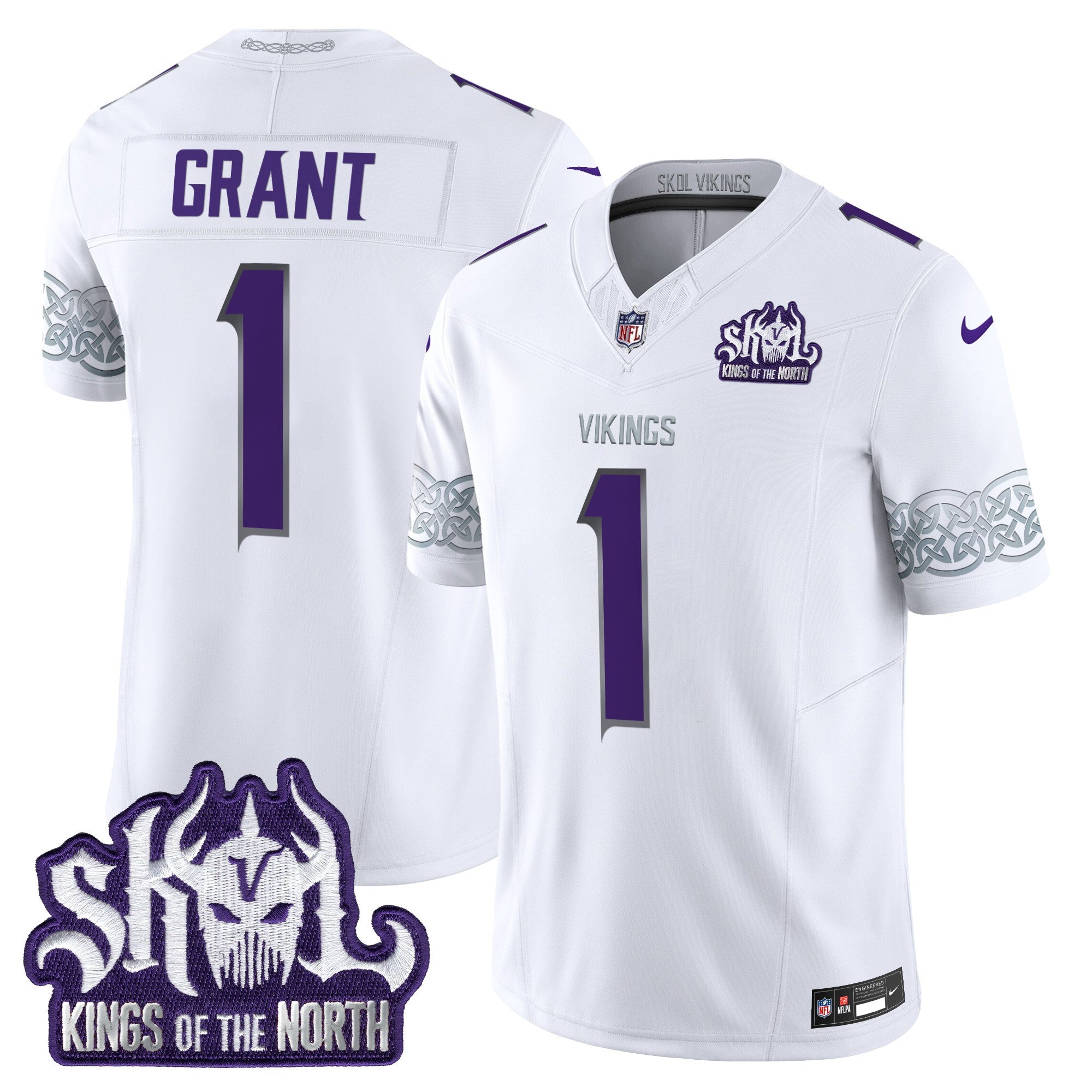 Men's Minnesota Vikings King Of The North Patch Throwback Vapor Limited Jersey V2 - All Stitched - Winter Warrior, Bud Grant