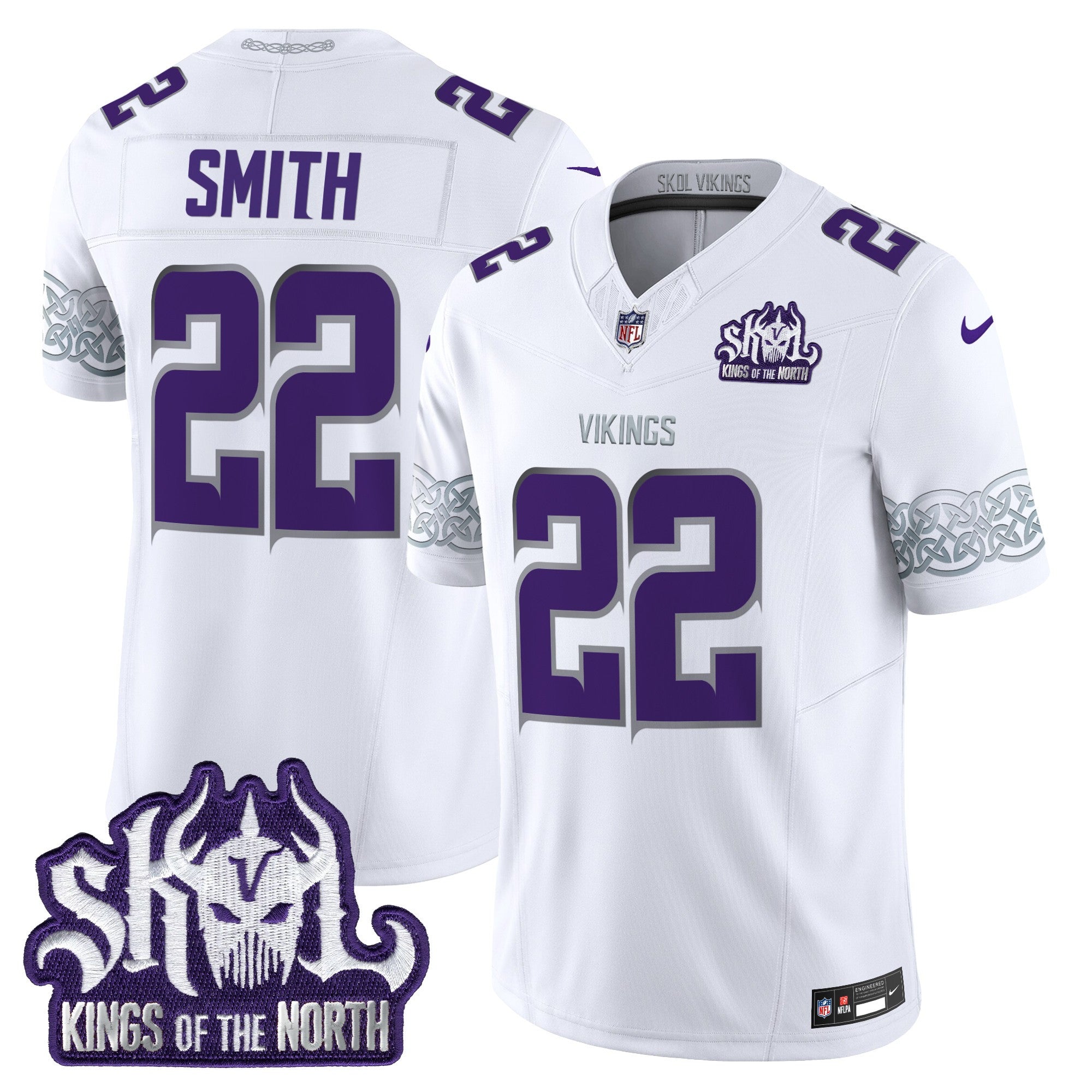 Men's Minnesota Vikings King Of The North Patch Throwback Vapor Limited Jersey V2 - All Stitched - Winter Warrior, Harrison Smith