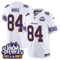 Men's Minnesota Vikings King Of The North Patch Throwback Vapor Limited Jersey V2 - All Stitched - White, Randy Moss