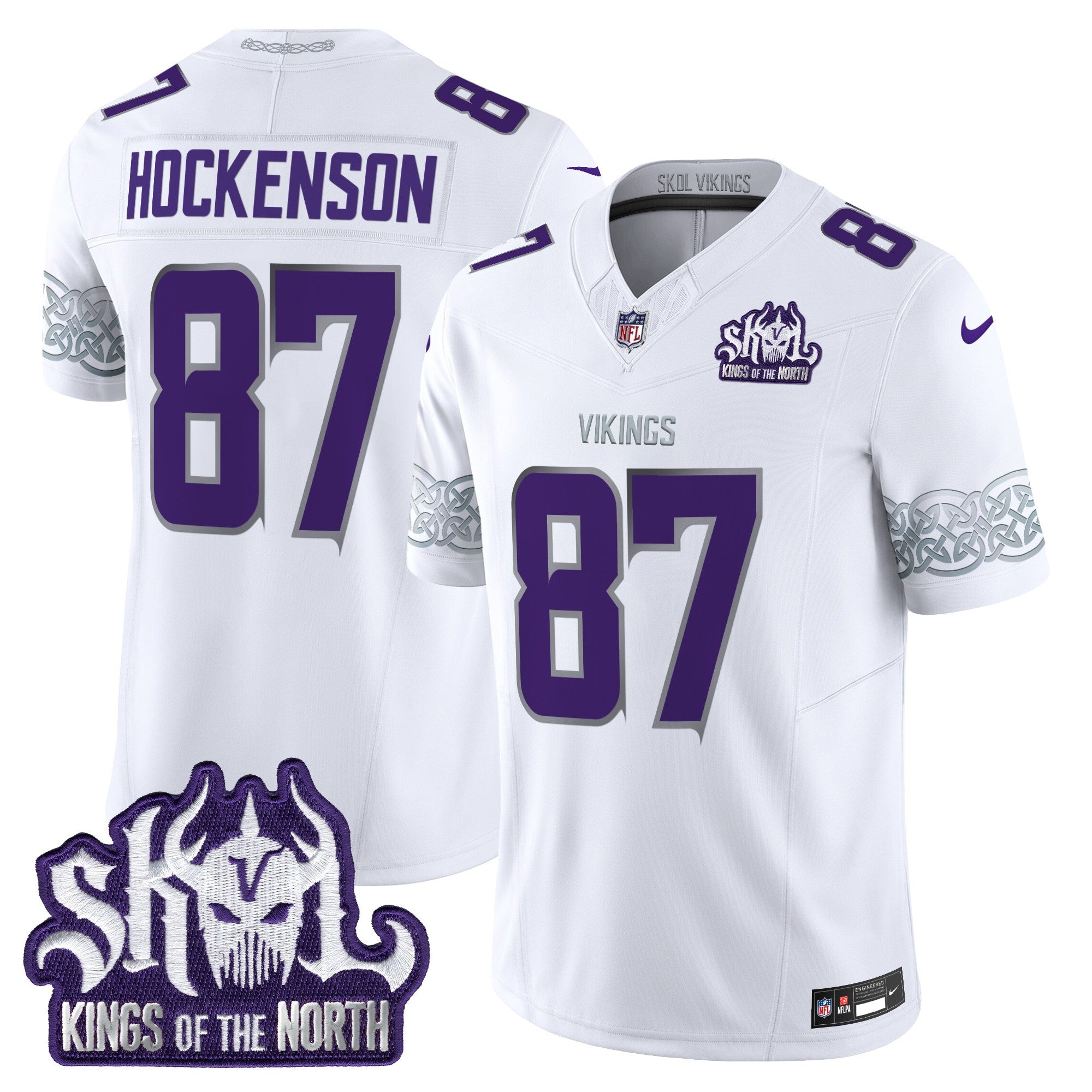Men's Minnesota Vikings King Of The North Patch Throwback Vapor Limited Jersey V2 - All Stitched - Winter Warrior, T.J. Hockenson