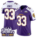 Men's Minnesota Vikings King Of The North Patch Throwback Vapor Limited Jersey V2 - All Stitched - Purple Alternate, Aaron Jones