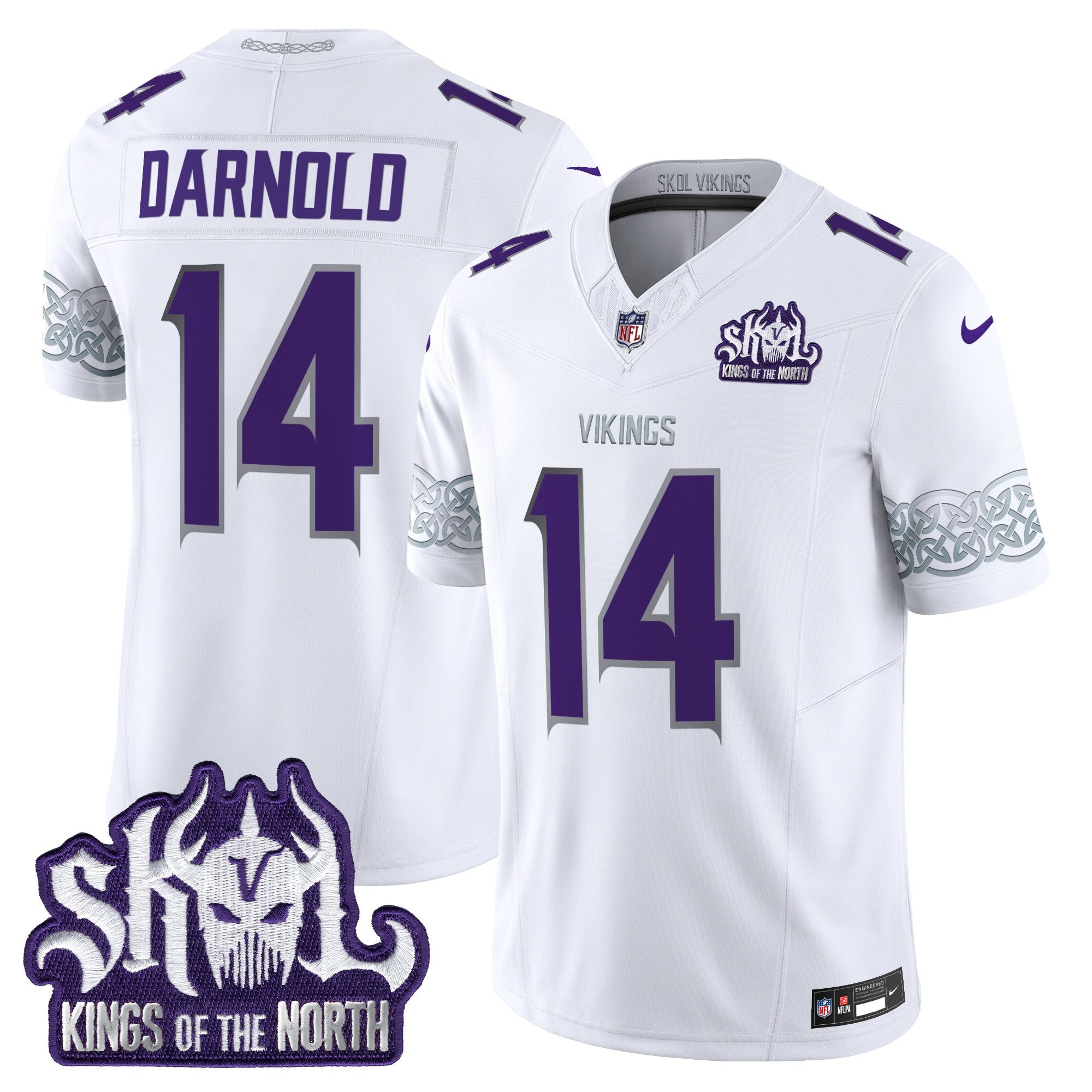 Men's Minnesota Vikings King Of The North Patch Throwback Vapor Limited Jersey V2 - All Stitched - Winter Warrior, Sam Darnold