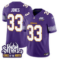 Men's Minnesota Vikings King Of The North Patch Throwback Vapor Limited Jersey V2 - All Stitched - Purple, Aaron Jones