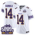 Men's Minnesota Vikings King Of The North Patch Throwback Vapor Limited Jersey V2 - All Stitched - White, Sam Darnold