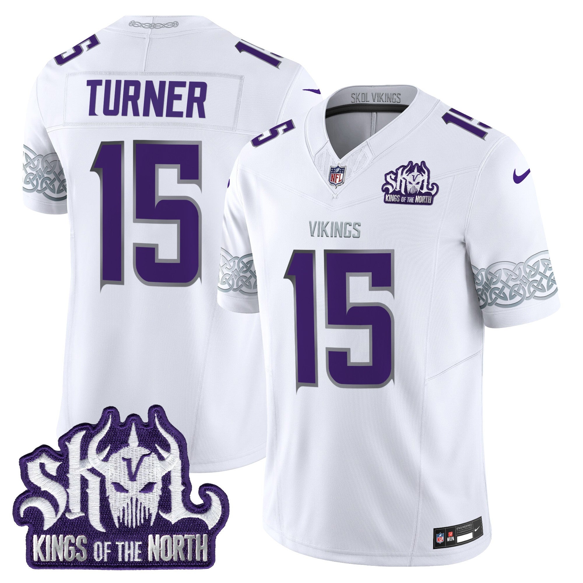 Men's Minnesota Vikings King Of The North Patch Throwback Vapor Limited Jersey V2 - All Stitched - Winter Warrior, Dallas Turner