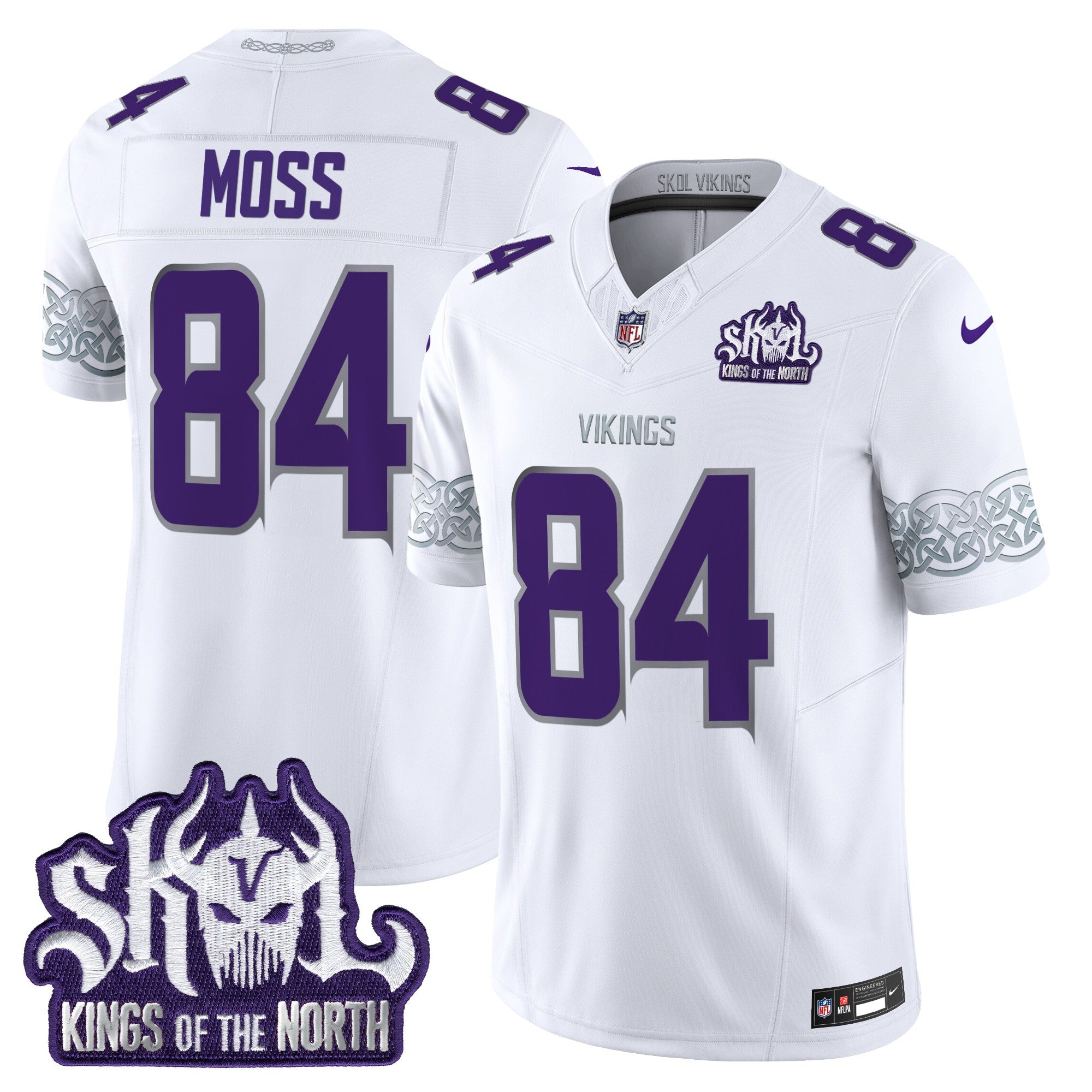 Men's Minnesota Vikings King Of The North Patch Throwback Vapor Limited Jersey V2 - All Stitched - Winter Warrior, Randy Moss