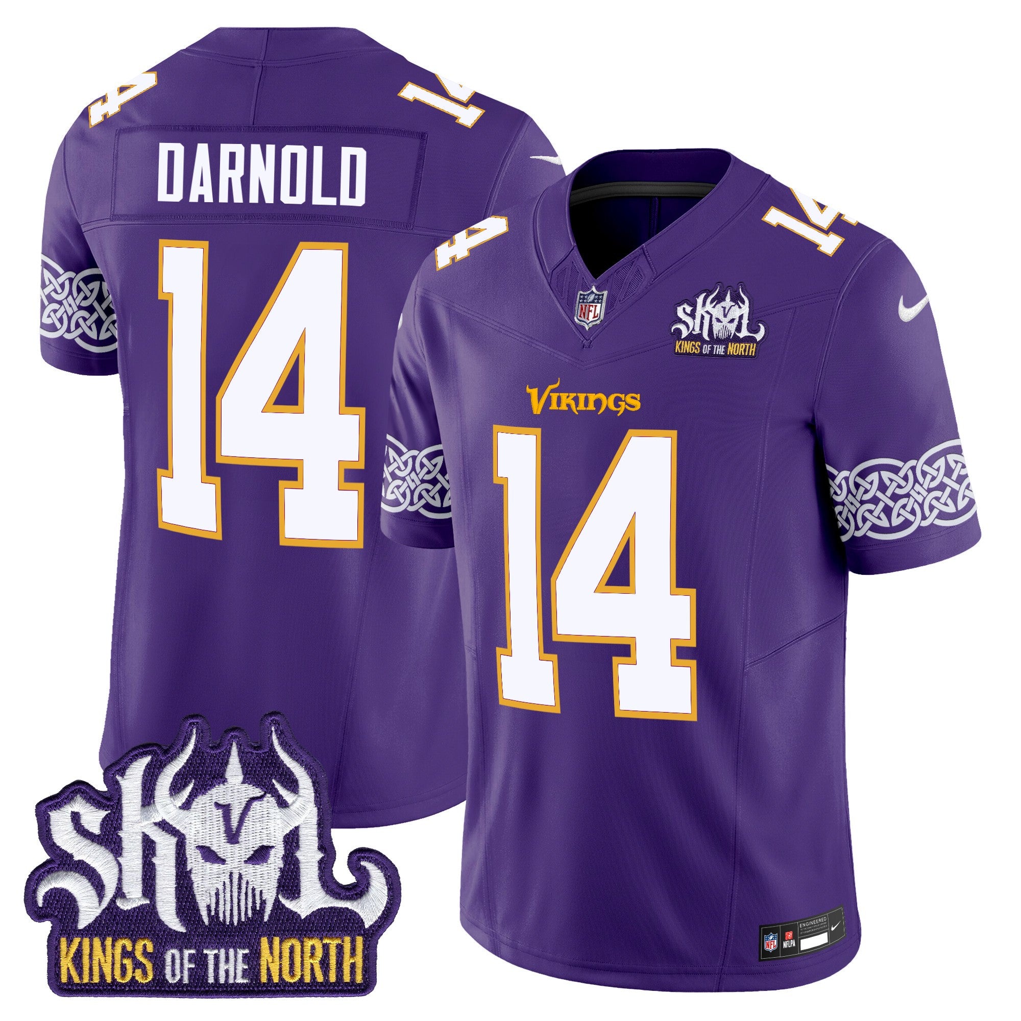 Men's Minnesota Vikings King Of The North Patch Throwback Vapor Limited Jersey V2 - All Stitched - Purple, Sam Darnold