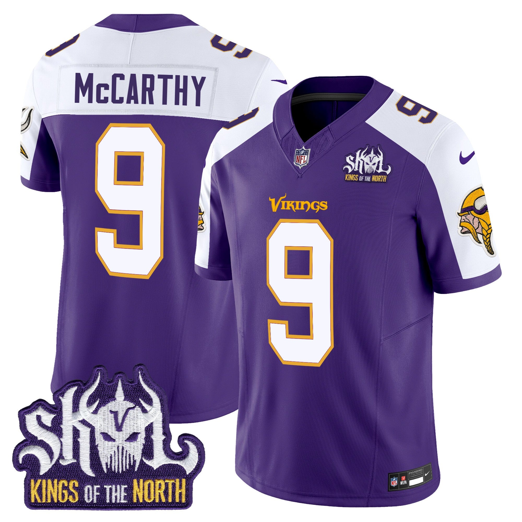 Men's Minnesota Vikings King Of The North Patch Throwback Vapor Limited Jersey V2 - All Stitched - Purple Alternate, J.J. McCarthy