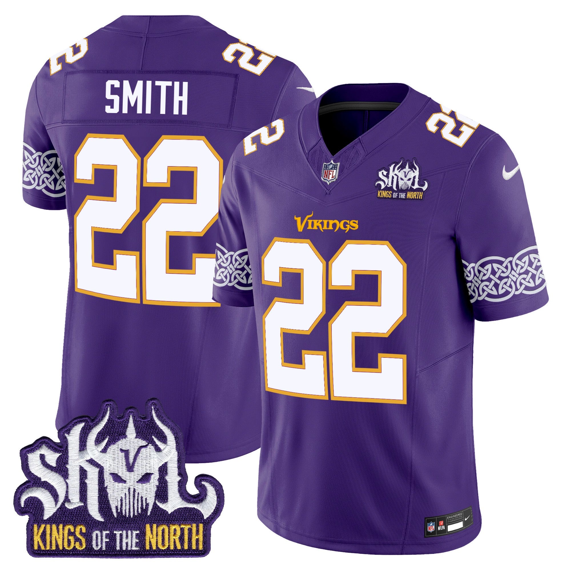 Men's Minnesota Vikings King Of The North Patch Throwback Vapor Limited Jersey V2 - All Stitched - Purple, Harrison Smith