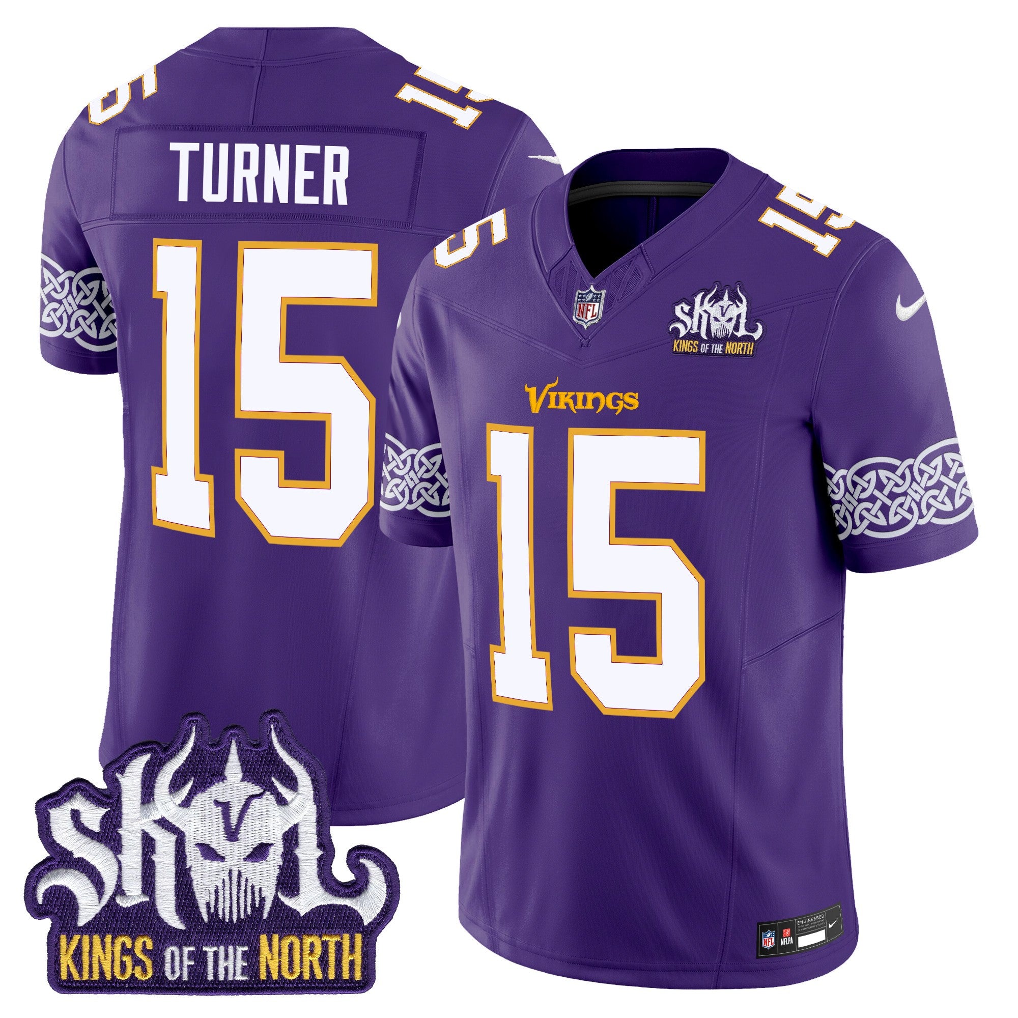 Men's Minnesota Vikings King Of The North Patch Throwback Vapor Limited Jersey V2 - All Stitched - Purple, Dallas Turner