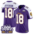 Men's Minnesota Vikings King Of The North Patch Throwback Vapor Limited Jersey V2 - All Stitched - Purple Alternate, Justin Jefferson