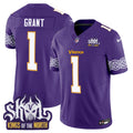 Men's Minnesota Vikings King Of The North Patch Throwback Vapor Limited Jersey V2 - All Stitched - Purple, Bud Grant