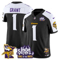 Men's Minnesota Vikings Kings Of The North Patch Vapor Limited Jersey V3 - All Stitched - Black Alternate, Bud Grant
