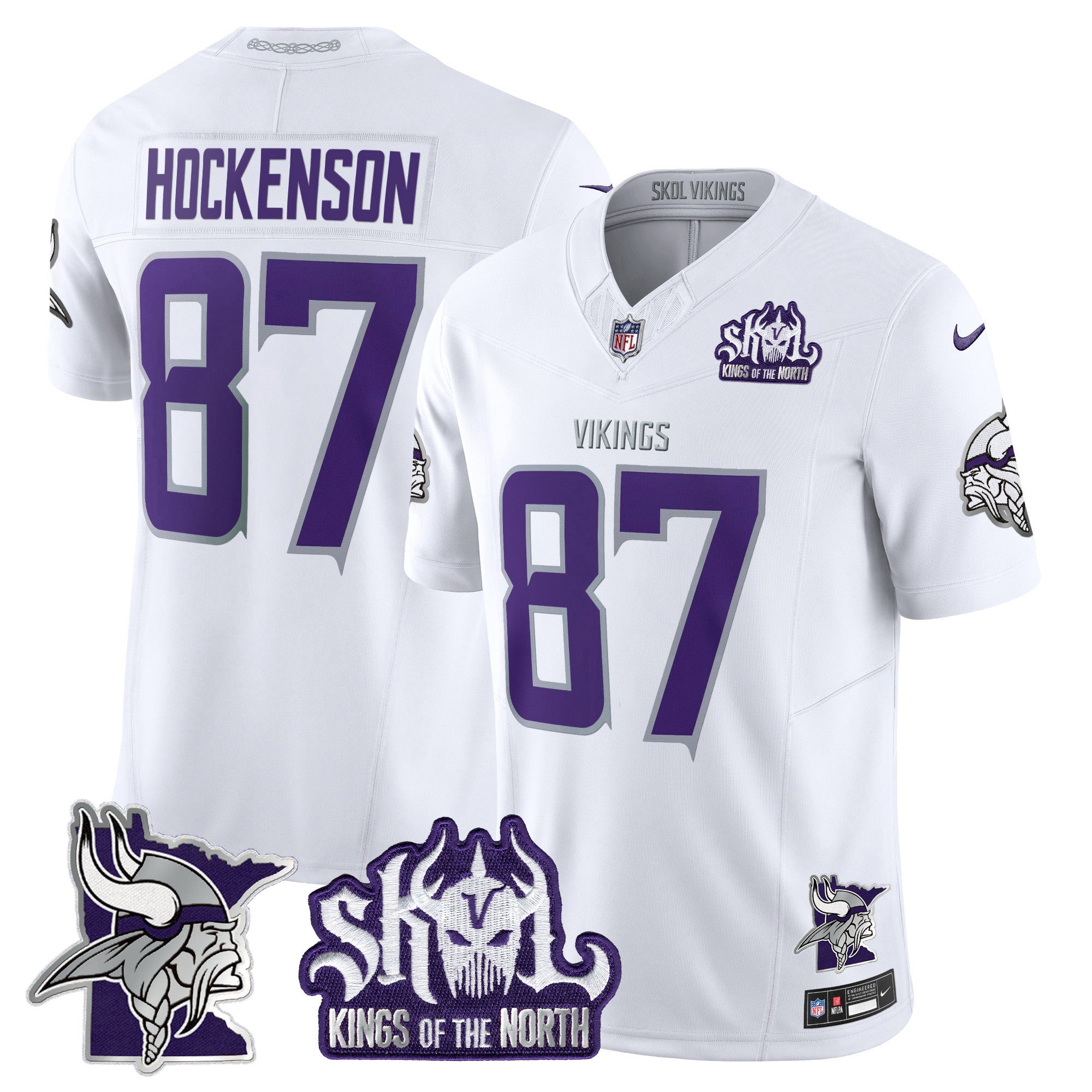 Men's Minnesota Vikings Kings Of The North Patch Vapor Limited Jersey V3 - All Stitched - Winter Warrior, T.J. Hockenson