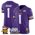 Men's Minnesota Vikings Kings Of The North Patch Vapor Limited Jersey V3 - All Stitched - Purple, Bud Grant