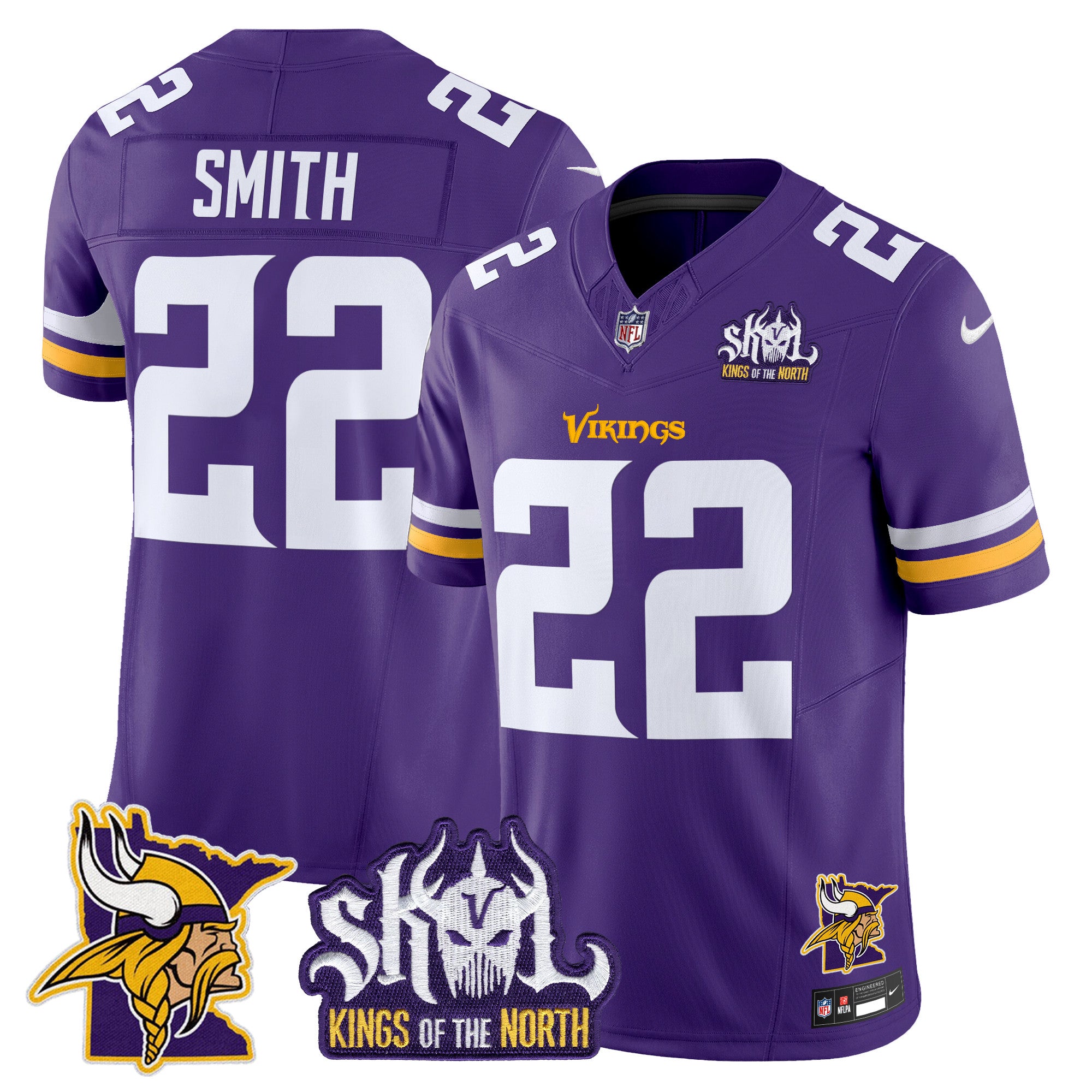 Men's Minnesota Vikings Kings Of The North Patch Vapor Limited Jersey V3 - All Stitched - Purple, Harrison Smith