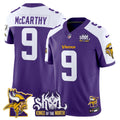 Men's Minnesota Vikings Kings Of The North Patch Vapor Limited Jersey V3 - All Stitched - Purple Alternate, J.J. McCarthy