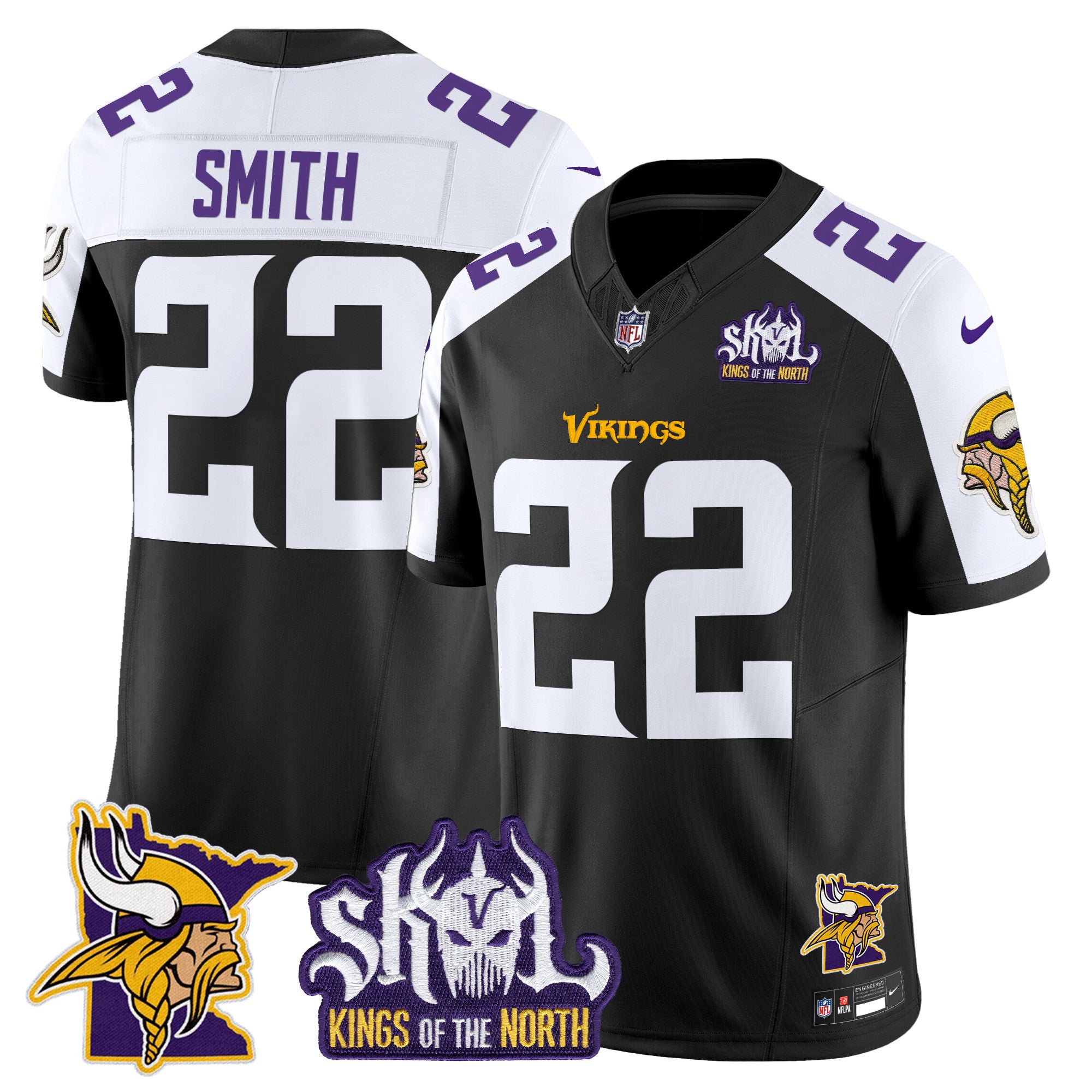 Men's Minnesota Vikings Kings Of The North Patch Vapor Limited Jersey V3 - All Stitched - Black Alternate, Harrison Smith