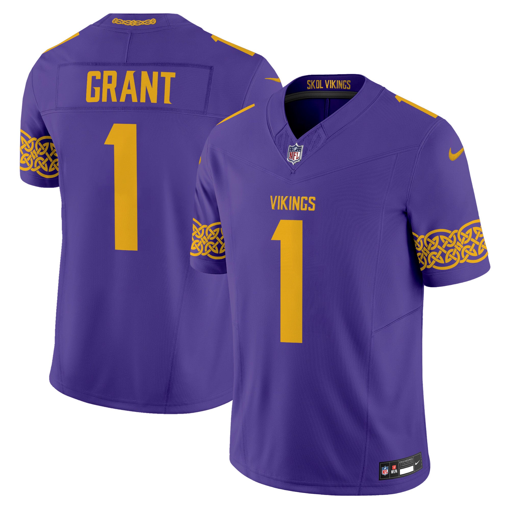 Men's Minnesota Vikings Nordic Pattern Vapor Limited Jersey - All Stitched - Purple, Bud Grant