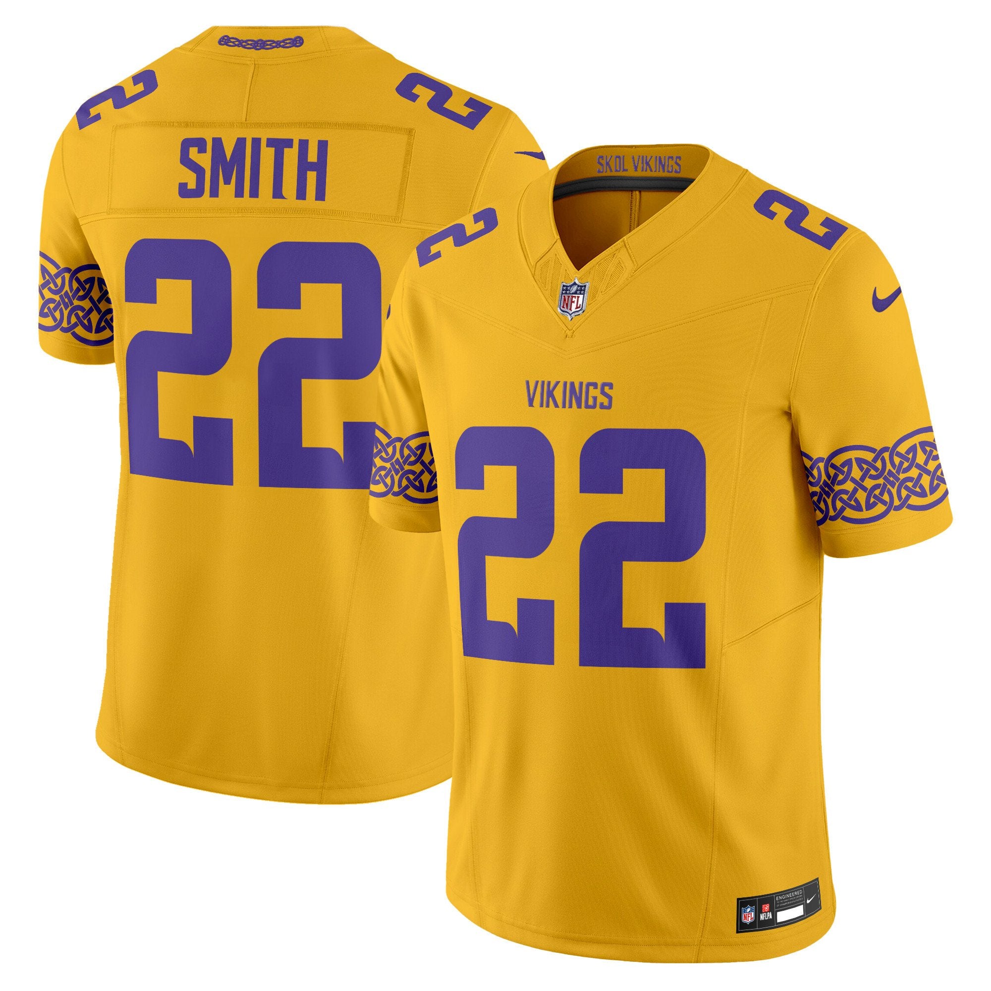 Men's Minnesota Vikings Nordic Pattern Vapor Limited Jersey - All Stitched - Gold, Harrison Smith