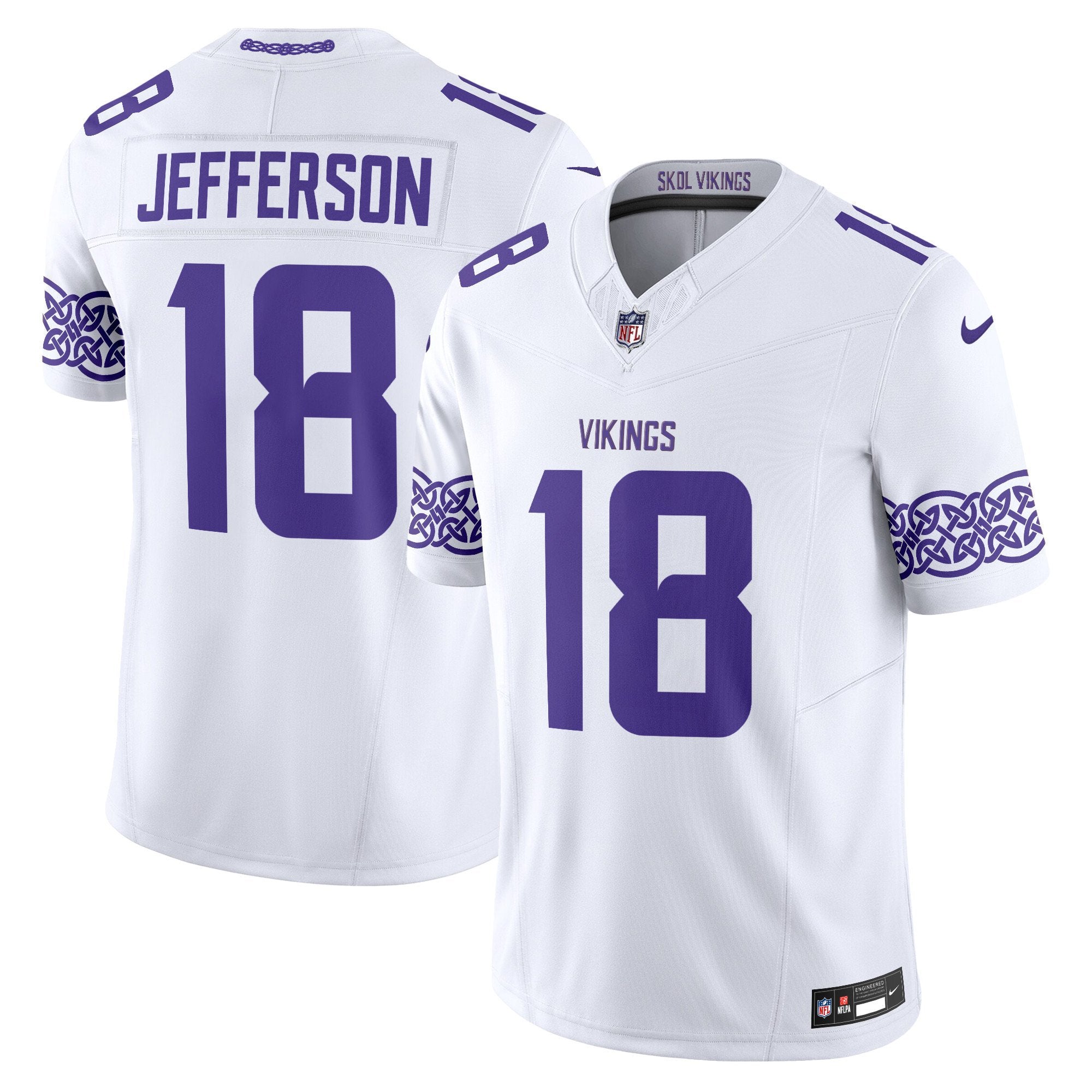 Men's Minnesota Vikings Nordic Pattern Vapor Limited Jersey - All Stitched - White, Justin Jefferson